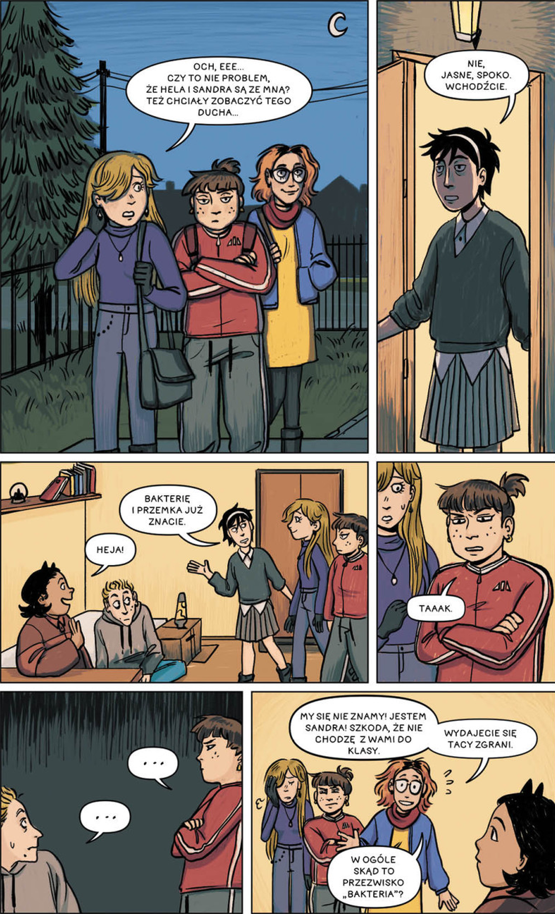 Przykładowa strona z komiksu „Nawiedzona Spółka. Przygody poza ciałem” / fot. Kultura Gniewu