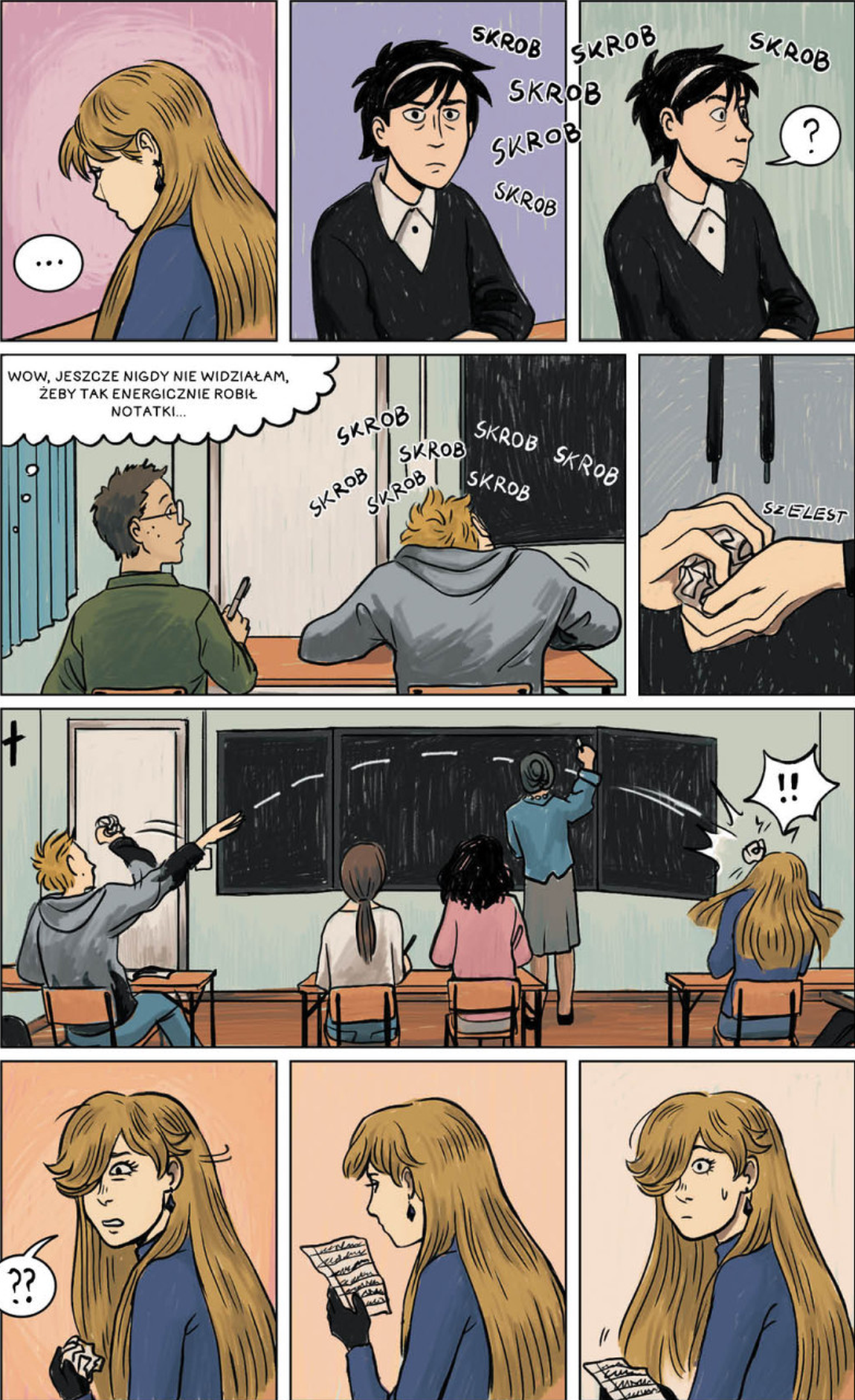 Przykładowa strona z komiksu „Nawiedzona Spółka. Przygody poza ciałem” / fot. Kultura Gniewu